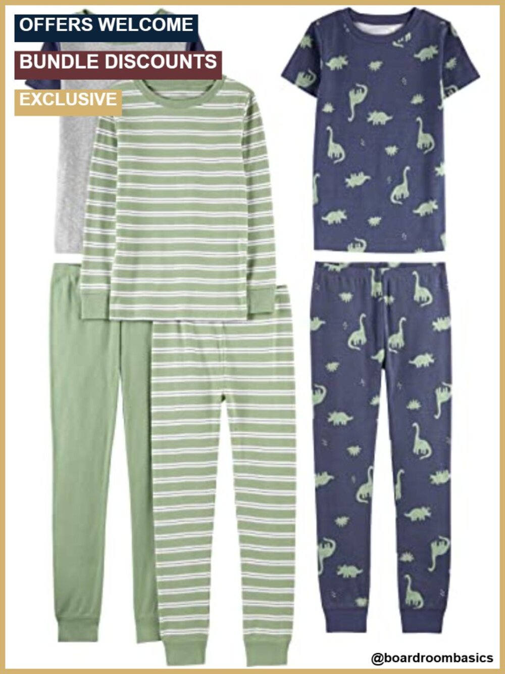 Girls 6-Piece Snug Fit Cotton Pajama Set Dinosaur Sleepwear